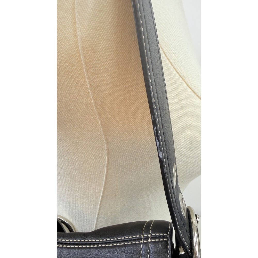 Coach Soho Black Leather Flap Handbag F10910 Silver Buckle Shoulder Bag READ - Picture 9 of 16